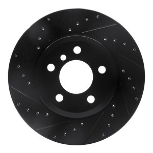 BMW X3 Brake Rotor (1) - Front Left - R1 Concepts - Drilled & Slotted - Black - `04-`10